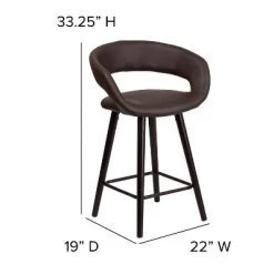 Flash Furniture Brynn Series 24'' High Contemporary Vinyl Rounded Back Counter Height Stool With Cappuccino Wood Frame -Furniture Specialty Store GUEST fec88a7e 9cd8 45ab b003 375de3c475bc