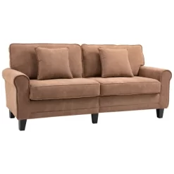HOMCOM Modern 3-Seater Sofa 78" Thick Padded Comfy Couch With 2 Pillows, Corduroy Fabric Upholstery, Pine Wood Legs And Rounded Arms For Living Room -Furniture Specialty Store GUEST fef0dad8 2115 48d0 b5dc 3b582e314930