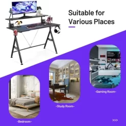 Costway Gaming Desk Home Office Computer Table E-Sports W/Monitor Shelf & Cup Holder -Furniture Specialty Store GUEST ff2c806a bab8 45dc b0a6 8d7b8419f528