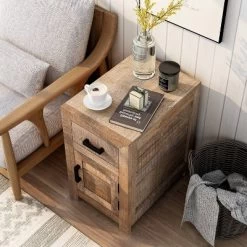 Hoverton Mango Wood Storage Side Table Warm Natural Tone - Furniture Of America -Furniture Specialty Store GUEST ff803bcc fae0 4c23 b705 df4727be37c2