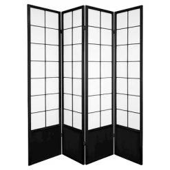 6 Ft. Tall Zen Shoji Screen - Black (4 Panels)