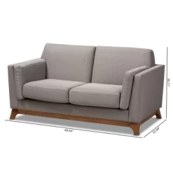 Baxton Studio Sava Fabric Upholstered Walnut Wood 2 Seater Loveseat Gray - BaxtonStudio -Furniture Specialty Store GUEST ff870430 ad74 4b2c a692 32807db9ba69