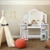 Costway Vanity Table Set Makeup Dressing Kids Girls Study Table Tri Folding Mirror -Furniture Specialty Store GUEST ff93e155 223c 4e22 9cc8 ea9f08717c83